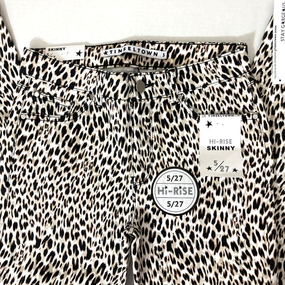 NEW! Animal Pattern HI-RISE Skinny Pants - Tinseltown Leopard Print Skinny Jeans - Picture 4 of 9